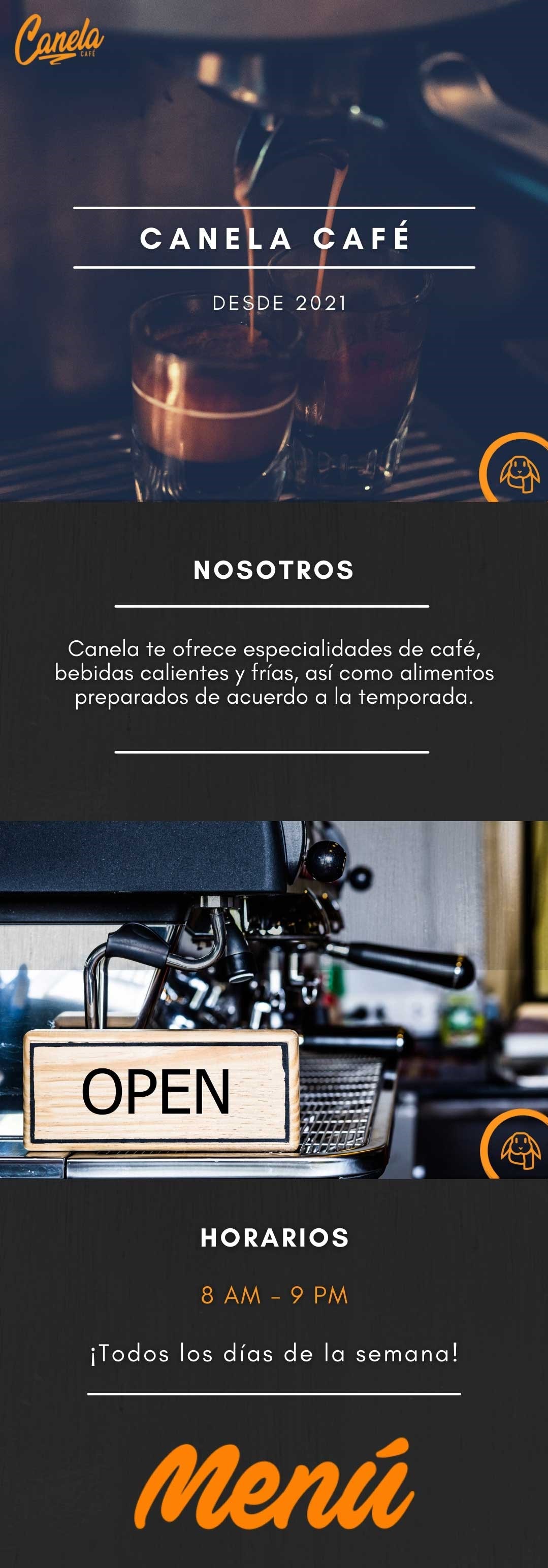 Menu Cafetería Canela Inicio